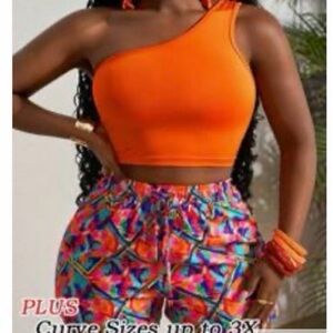 Orange One-Shoulder Crop Top